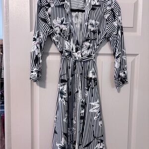 Ann Taylor Black and White Striped Dress